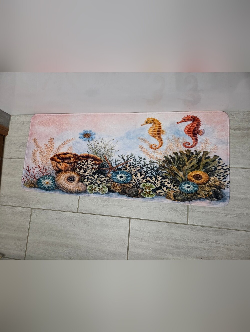 Seahorse Coastal Memory Foam Bath Mat - Multicolor